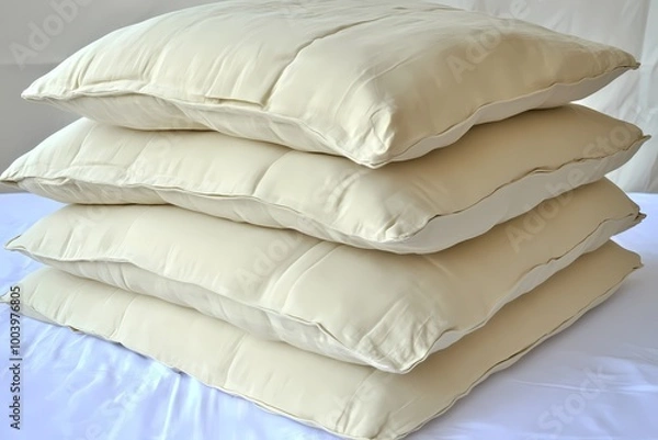 Obraz Soft Neutral Minimalist Pillows on White Background