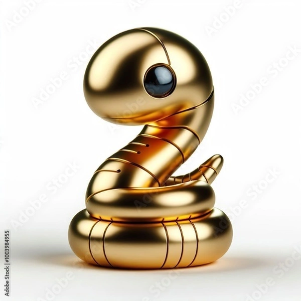 Fototapeta a cute and hip golden shinny metallic futuristic robot snake character