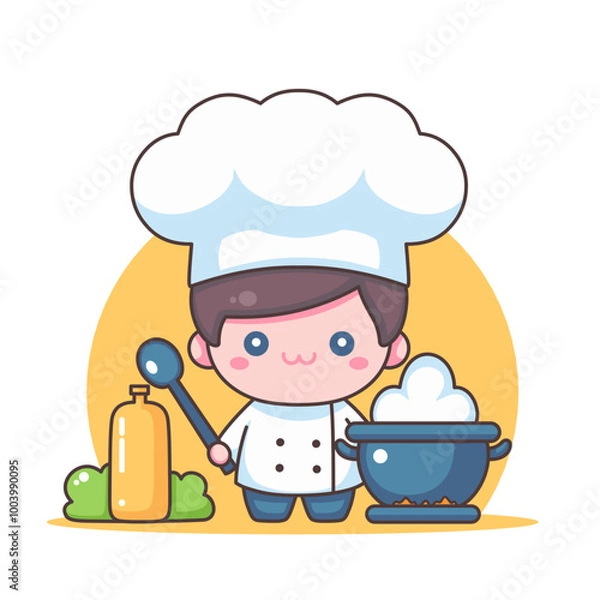 Fototapeta A cute chef flat design with white background