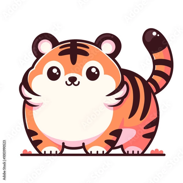 Fototapeta Cute chibi tiger vector illustration