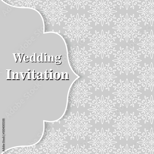 Fototapeta Abstract background, wedding invitation or greeting card design with lace pattern, beautiful luxury postcard, ornate page cover, ornamental vector illustration