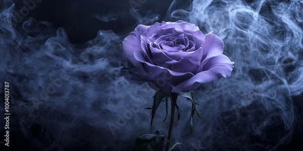 Obraz Mystical Purple Rose Enveloped in Smoke