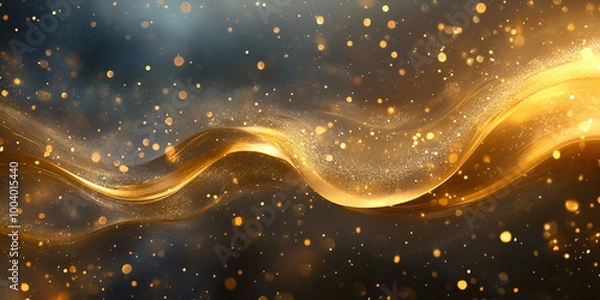 Obraz Golden Light Particles Flowing in Abstract Wave Form