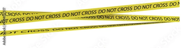 Fototapeta Set of yellow police tape set. Warning tape collection isolated on transparent background. Vector illustration.
