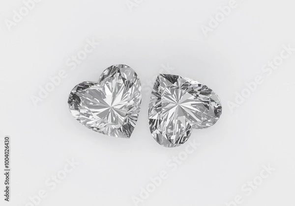 Fototapeta Heart diamond with reflection on white background