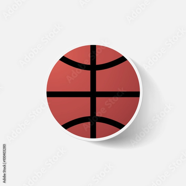 Fototapeta Paper clipped sticker: basketball