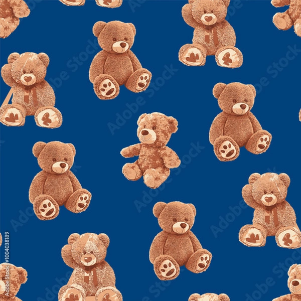 Obraz Seamless Cute Teddy Bears Pattern 241003