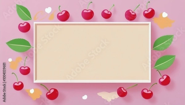 Fototapeta さくらんぼ　フレーム素材
