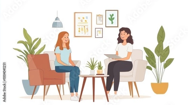 Fototapeta Compassionate Social Worker Counseling a Family in a Comforting Setting