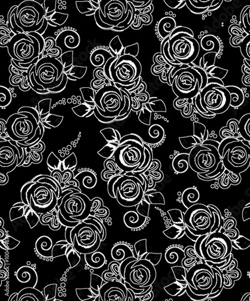 Fototapeta black and white seamless pattern