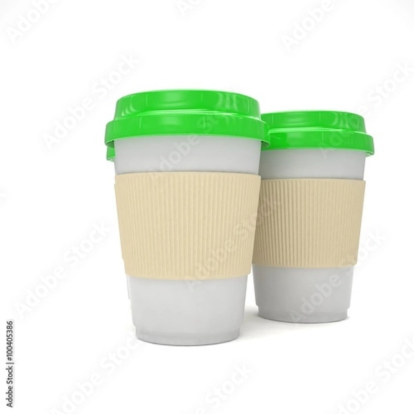 Fototapeta Three paper coffee cups