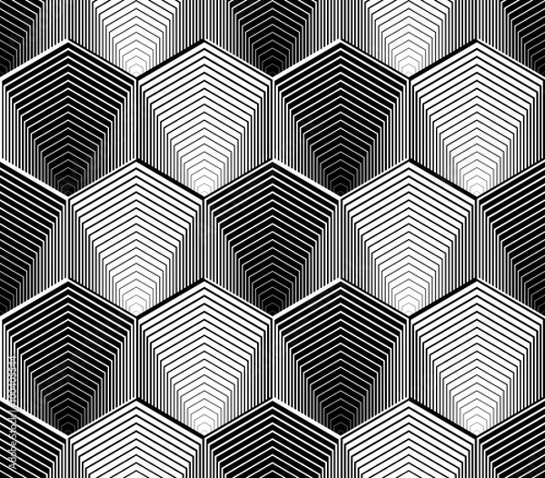 Fototapeta Design seamless monochrome hexagon geometric pattern