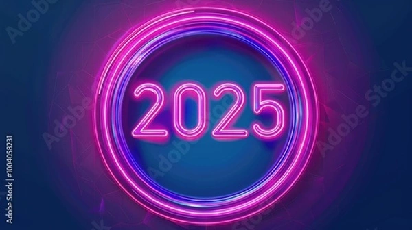 Fototapeta 2025 luxury pink shining number in a circle