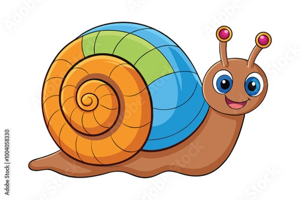 Fototapeta A cute snail  vector illustration