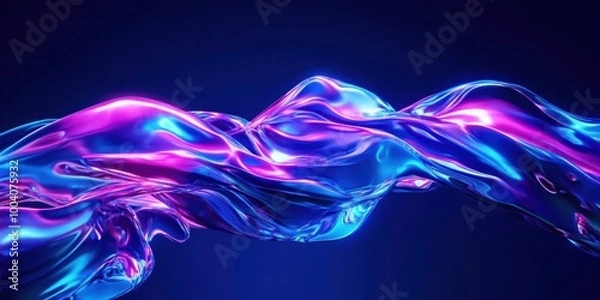 Fototapeta abstract blue and pink liquid flow on dark background