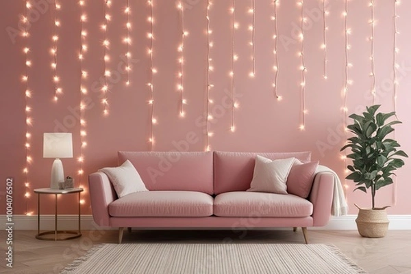 Fototapeta Pastel Pink Cozy Background with Soft Lighting for Modern Interior Wall Design