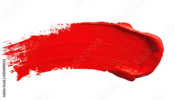 Fototapeta red paint brush stroke on a white isolated background. Generative AI.