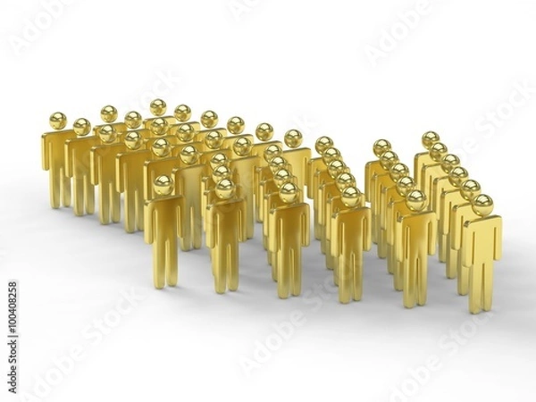 Obraz Many 3d people figure in arrow shape with the leader in front