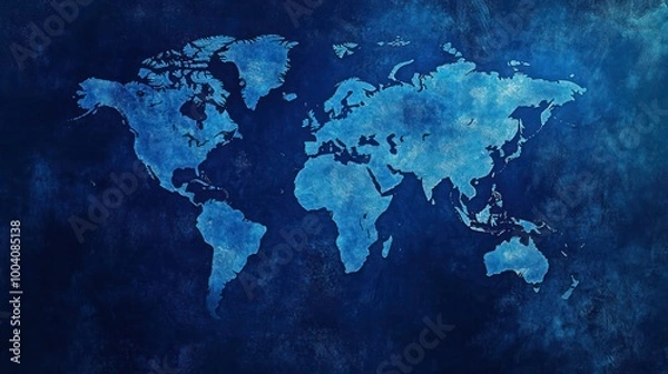 Fototapeta Abstract world map on blue