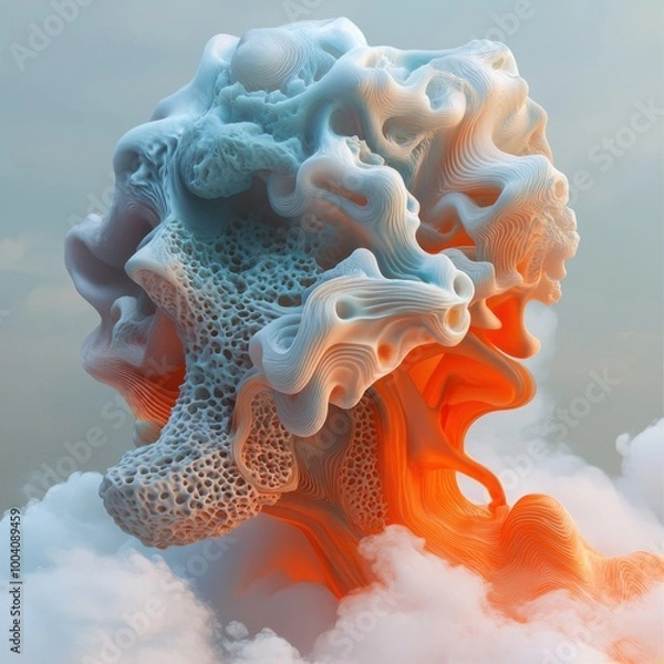 Fototapeta Surreal Abstract Formation: Exploring Organic Structures in a Colorful Cloudscape
