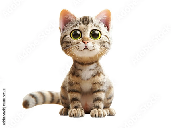 Obraz 3d rendering a cute cat cut out