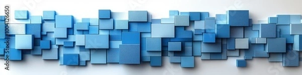 Obraz Blue Blocks, Cubes Abstract Background, LinkedIn cover, AI Generated