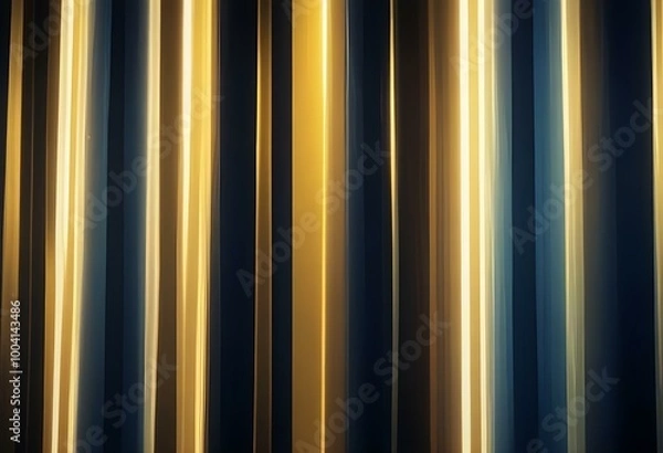 Obraz Glowing golden vertical lines and rays of light against a dark background