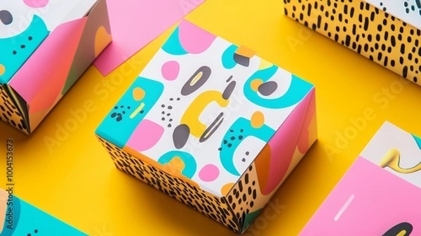 Obraz Colorful Abstract Pattern Gift Boxes.