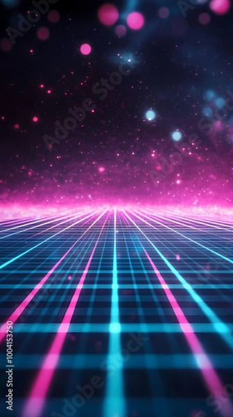 Obraz Neon light world with futuristic tech feel