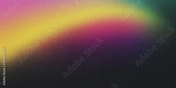 Fototapeta A curved arc of light with a gradient flowing from sunflower yellow to magenta, noise texture effect