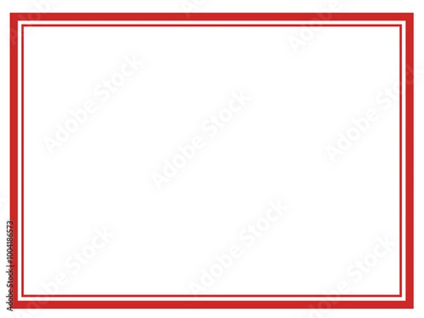Fototapeta シンプルな二重の四角の枠（赤）