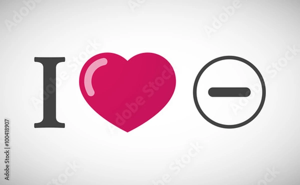 Fototapeta "I love" hieroglyph with a subtraction sign