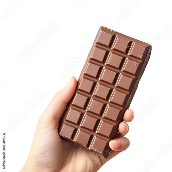 Obraz hand holding chocolate long bar