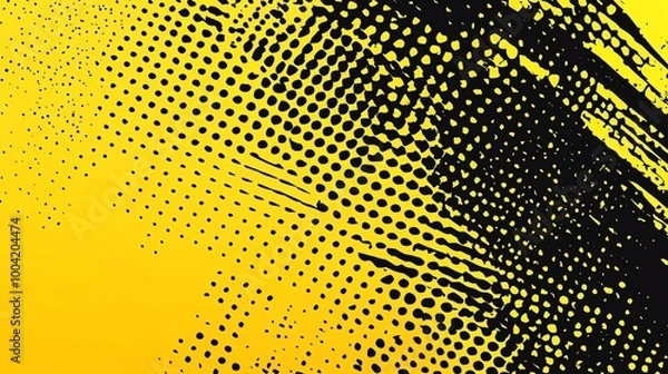 Obraz Abstract yellow and black halftone background with grunge texture.