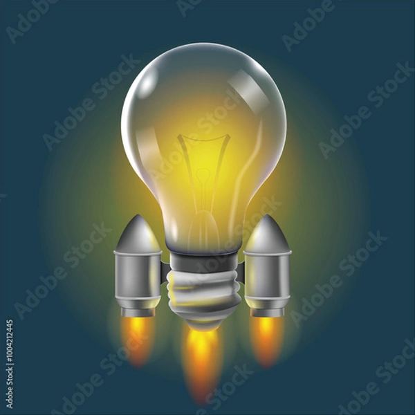 Obraz Rocket Light Bulb Launching Concept Vector