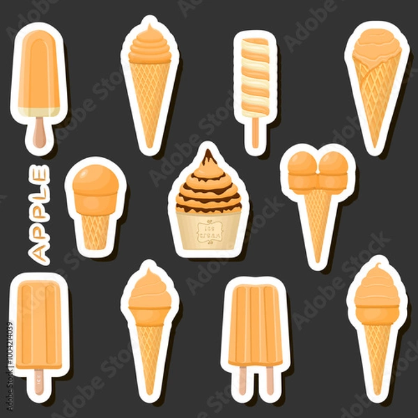 Fototapeta Big colorful set different types natural dessert ice cream of consisting various ingredients
