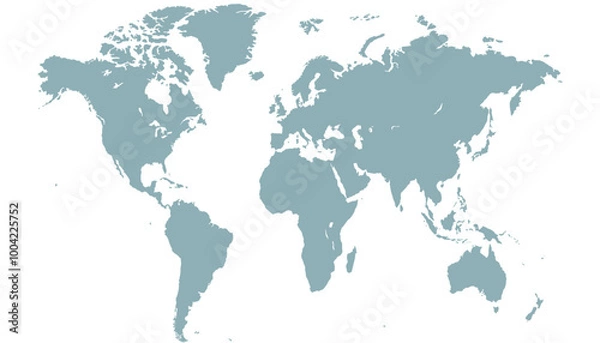Fototapeta World map. Grey modern vector map. Silhouette map