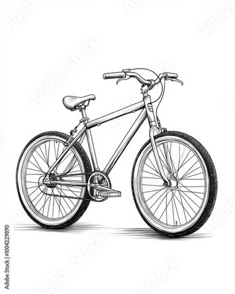 Fototapeta Minimalist Line Drawing of a Bicycle  Simple Freedom in Clean BackgroundFree Design
