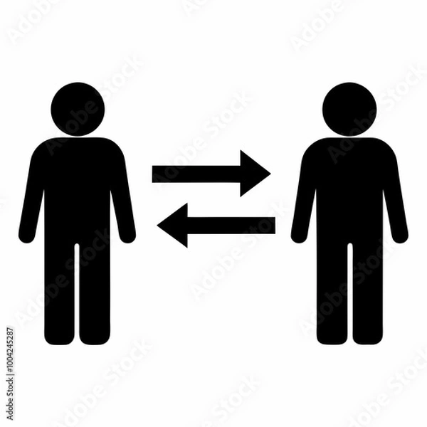 Fototapeta Social distancing icons concept with two figures maintaining safe distance