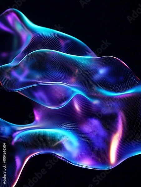 Fototapeta A mesmerizing blend of vibrant colors and fluid shapes against a dark background. A minimalist poster in metallic and chrome gradient style.