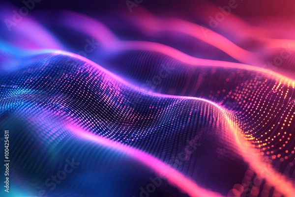 Fototapeta Wavy lines in a holographic gradient, symbolizing the blending of diverse data