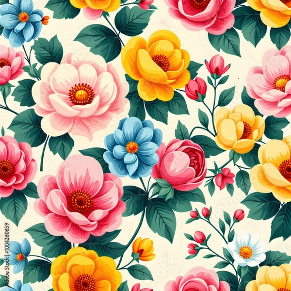 Fototapeta seamless pattern with roses
