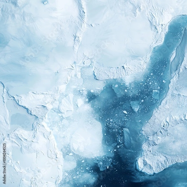 Fototapeta A stunning aerial view of glacial ice and deep blue water, showcasing the beauty of nature's frozen landscapes.