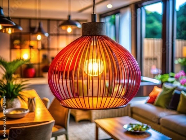 Obraz Elegant Hanging Light Lamp for Home Interior Decor, Modern Design, Warm Glow, Stylish Ambiance