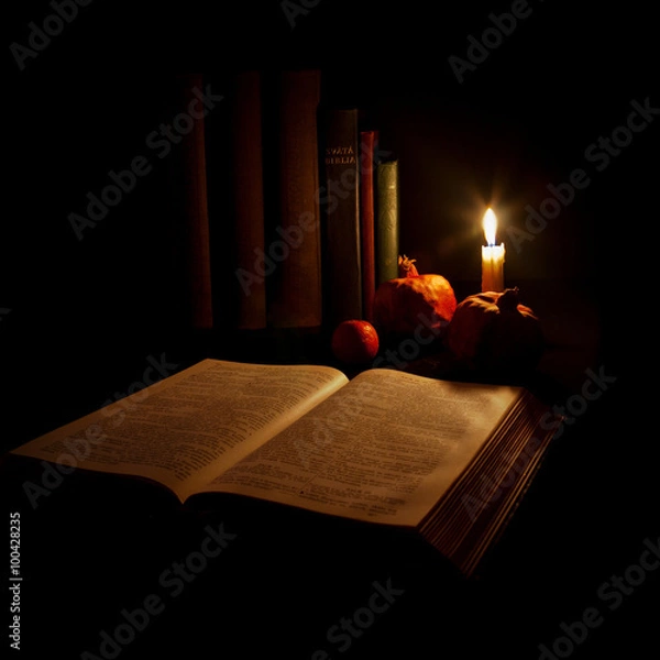 Obraz Reading by candlelight