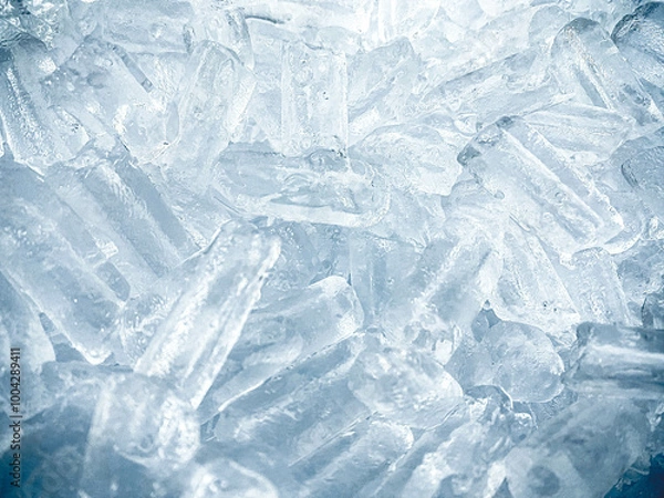 Obraz Ice cubes background, ice cube texture or background It makes me feel fresh and feel good, In the summer, ice and cold drinks will make us feel relaxed, Made for beverage or refreshment business.