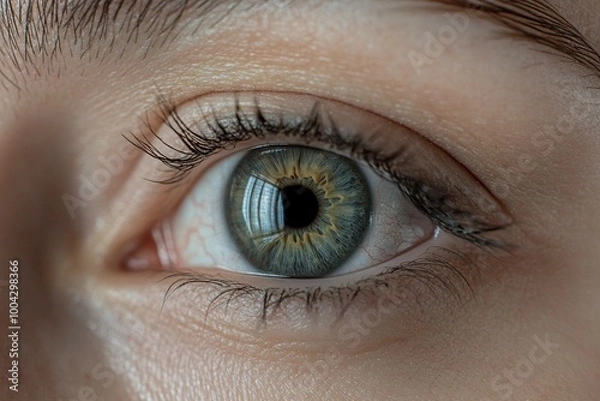 Obraz Macro Studio Expression Shot Of Woman's Eye With Close Up On Eyelashes And Pupil .generative ai