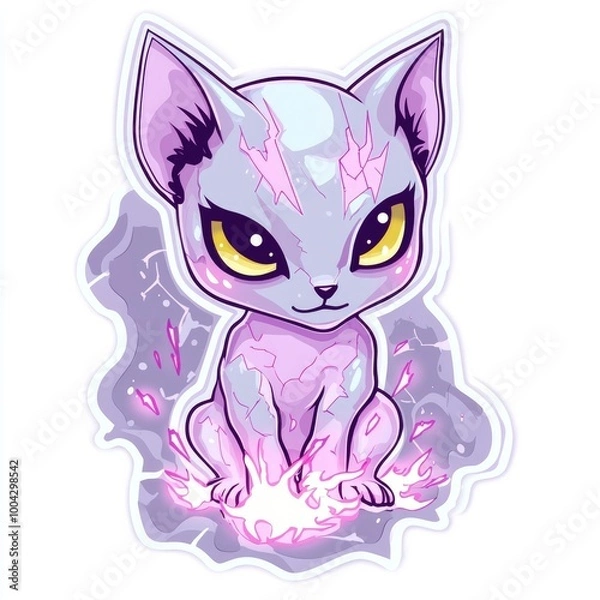 Fototapeta Mystical Purple Cat with Magic Flames