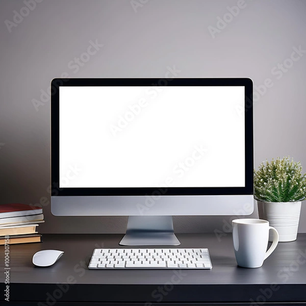 Obraz computer with blank screen, mockup