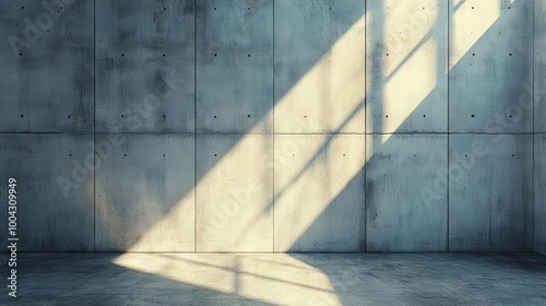 Fototapeta shadow cast on a stark white concrete wall corner creating an intriguing interplay of light and texture